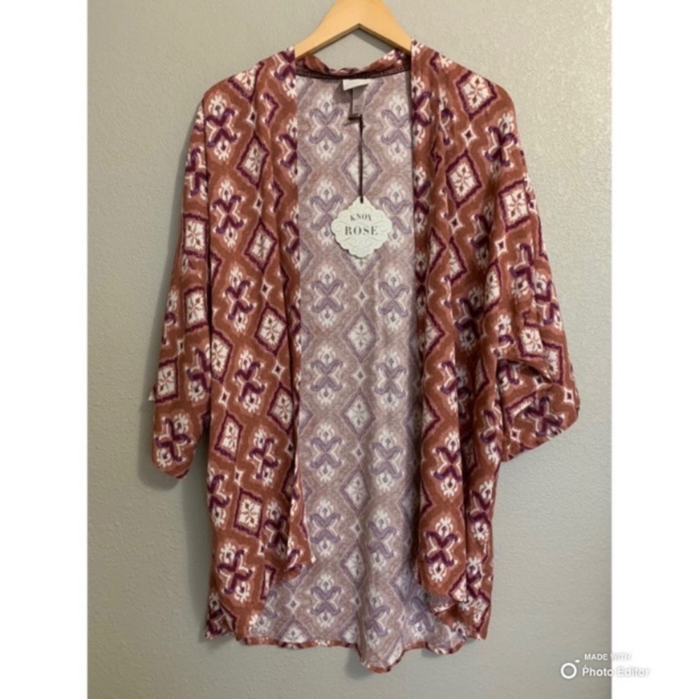 Knox Rose Swim Coverup Kimono Size Medium / Large Bohemian Cognac NWT